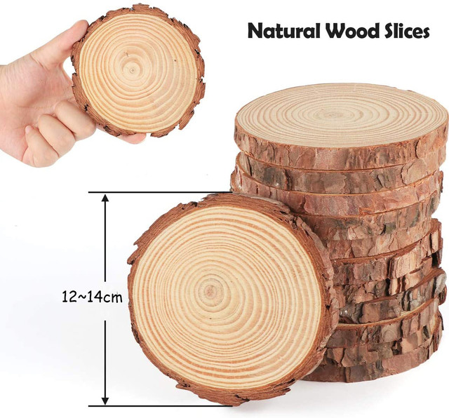 3-16CM Thick Natural Pine Round Unfinished Wood Slices Circles With Tree  Bark Log Discs DIY Crafts Wedding Party Painting 1-10pc - AliExpress